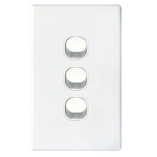 3Gang 16Amp Slimline Wall Switch - White